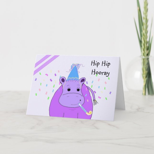 Humourous Hippo Birthday Card (Front)