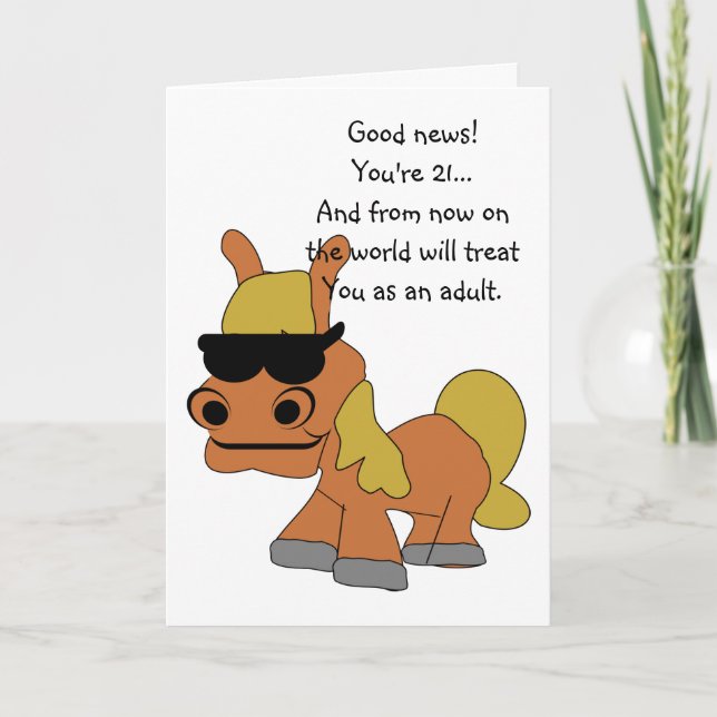 Humourous Horse Design Personalised 21st Birthday Card (Front)