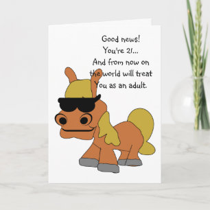 Humourous Horse Design Personalised 21st Birthday Card