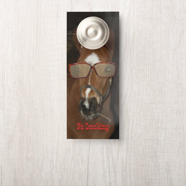 Humourous Horse Foal Smoking Cigar Door Knob Hange Door Hanger (On Knob)