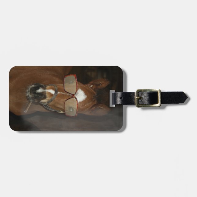 Humourous Horse Foal Smoking Cigar Luggage Tag (Front Horizontal)