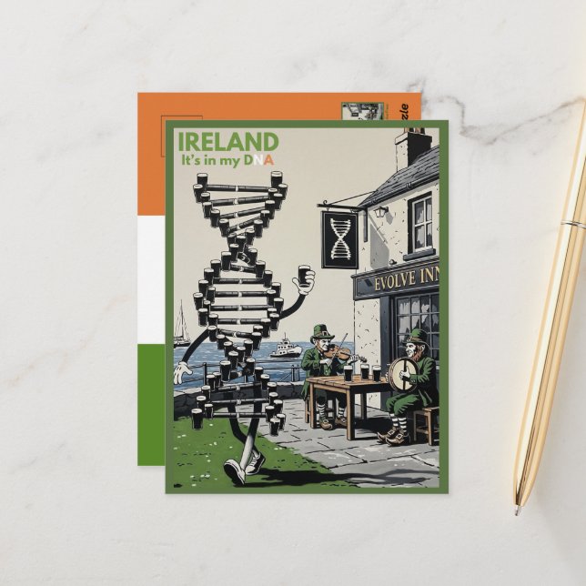 Humourous Irish DNA Postcard (Front/Back In Situ)