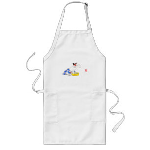 Humourous Japanese Cat Bathing I Long Apron