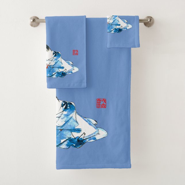 Humourous Japanese Cat Bathing II Bath Towel Set (Insitu)