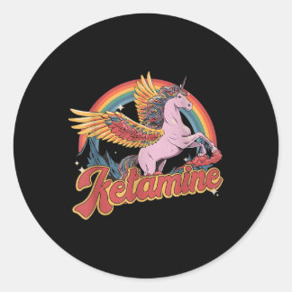 Humourous Ketamine Horse Emergency Funny Mental He Classic Round Sticker
