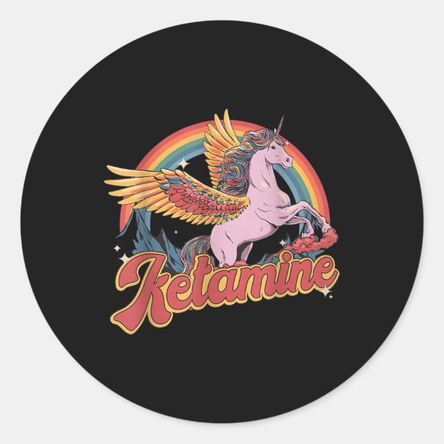 Humourous Ketamine Horse Emergency Funny Mental He Classic Round Sticker (Front)