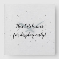 humourous kitchen text with square diamond studs