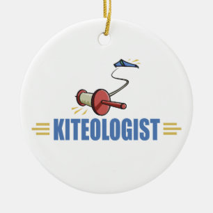 Humourous Kite Flying Ceramic Tree Decoration