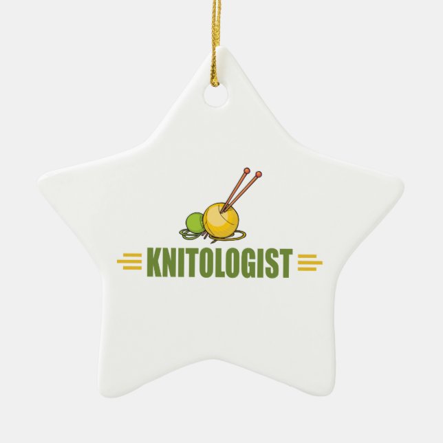 Humourous Knitting Ceramic Tree Decoration (Front)