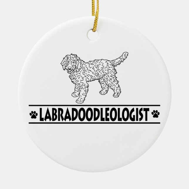 Humourous Labradoodle Ceramic Tree Decoration (Front)