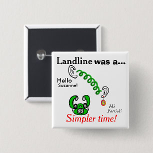 Humourous Landline Phones Personalised Names 15 Cm Square Badge