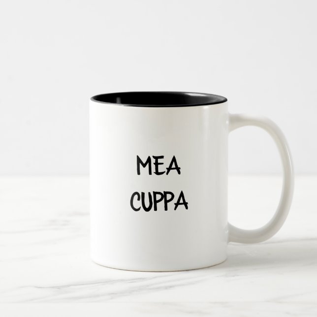Humourous Latin Catholic Mea Cuppa Two-Tone Coffee Mug (Right)