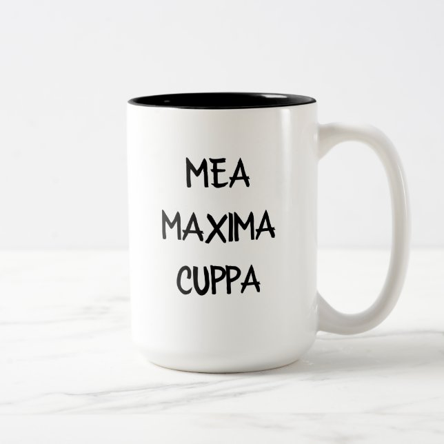 Humourous Latin Catholic Mea Maxima Cuppa Two-Tone Coffee Mug (Right)