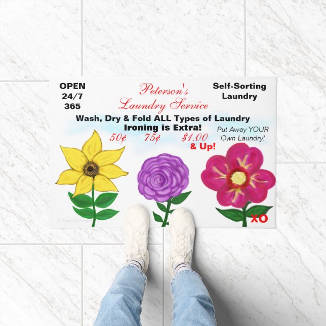 Humourous Laundry Room Floral Doormat (Indoor)
