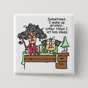 Humourous Let Grumpy Sleep 15 Cm Square Badge