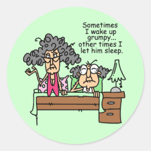 Humourous Let Grumpy Sleep Classic Round Sticker