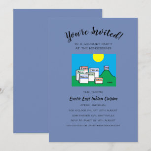 Humourous Lunch or Dinner Gourmet Party Cartoon Invitation