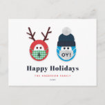Humourous Masked Christmas and Hanukkah Holiday Postcard<br><div class="desc">Send some humour with this funny Christmas and Hanukkah themed holiday card. The design features a masked reindeer and character wearing a Star of David print winter hat and an "oy!" mask. Customisable.</div>
