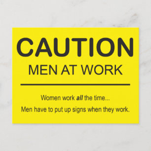 Humourous Men at Work postcard
