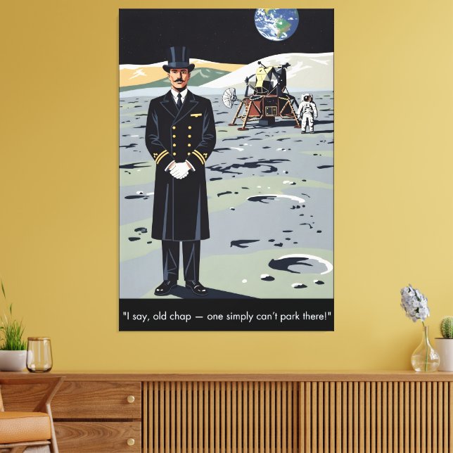 Humourous Moon WPA Styled  Canvas Print (Insitu(LivingRoom))
