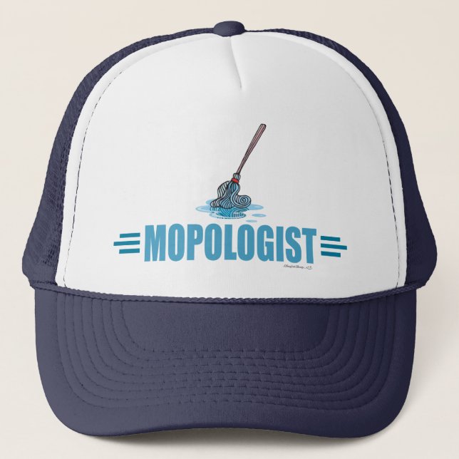 Humourous Mop Mopping Trucker Hat (Front)
