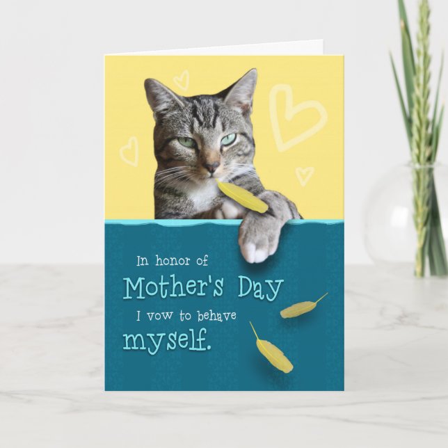 Humourous Mother's Day Card with Naughty Cat (Front)