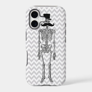 Humourous Moustache on Skeleton Grey iPhone Case