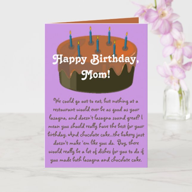 Humourous Mum Birthday Card - Birthday Food (Orchid)