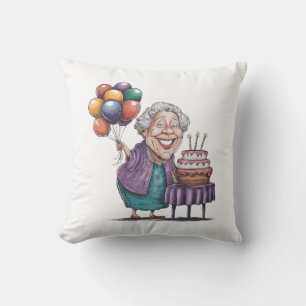 Humourous Nana Bday Party Balloon Art Cushion