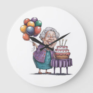 Humourous Nana Bday Party Balloon Art Large Clock