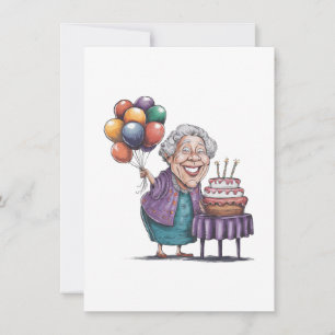 Humourous Nana Bday Party Balloon Art Thank You Card