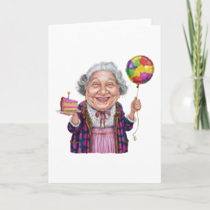 Humourous Nana Birthday Cake Slice Holiday Card