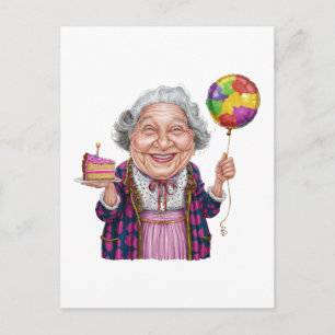Humourous Nana Birthday Cake Slice Holiday Postcard