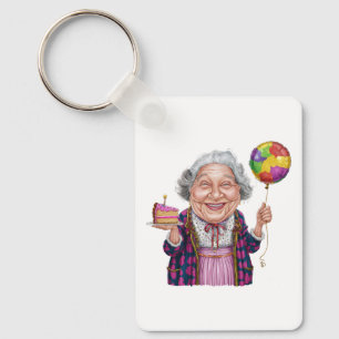 Humourous Nana Birthday Cake Slice Key Ring