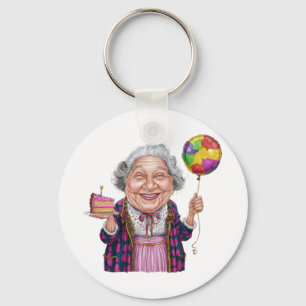 Humourous Nana Birthday Cake Slice Key Ring