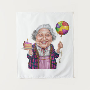 Humourous Nana Birthday Cake Slice Tapestry
