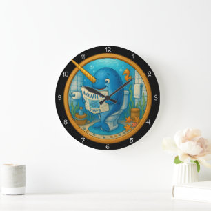 Humourous Narwhal Bathroom Clock