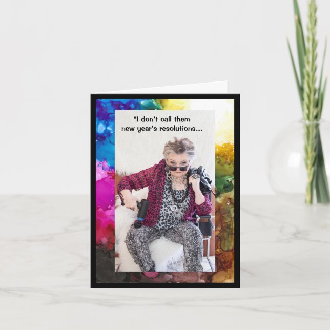 Humourous New Year's Resolutions Greeting Card (Front)