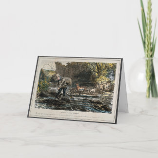Humourous nostalgia card – flyfishing nature scene