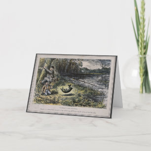 Humourous nostalgia card – flyfishing with son