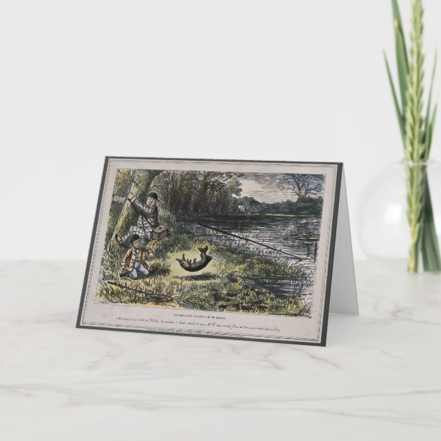 Humourous nostalgia card – flyfishing with son (Front)