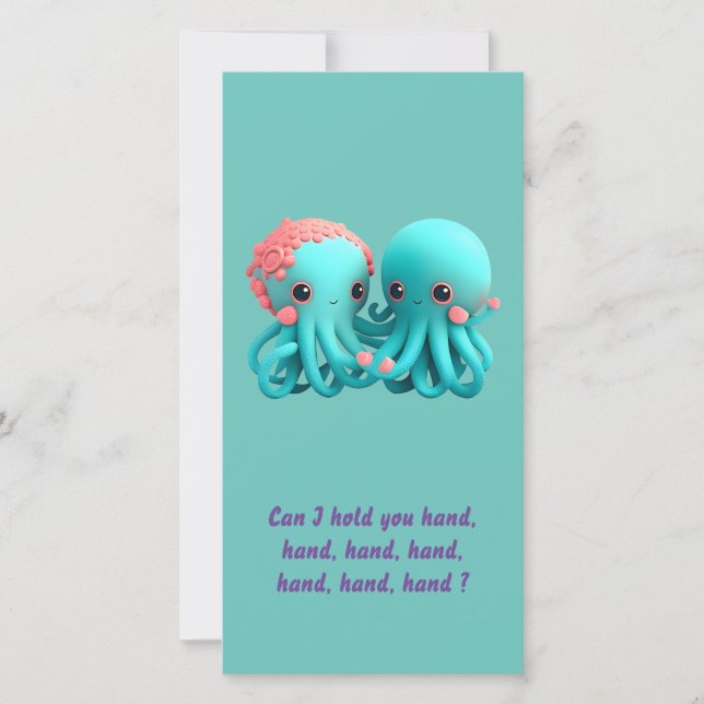 Humourous Octopus Valentine's Holiday Card (Front)