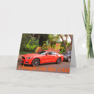 Humourous Orange Car Birthday Card