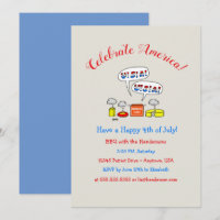 Humourous Patriotic Summer Holiday BBQ Party Invit