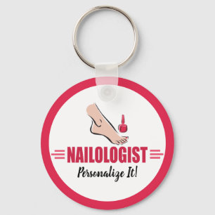 Humourous Pedicure Pink Polish Nail Salon Key Ring