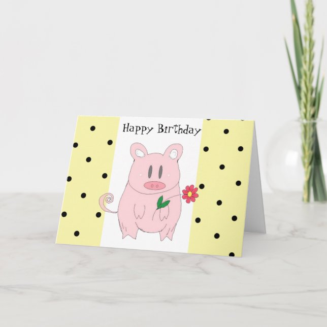 Humourous Pig Birthday Card (Front)