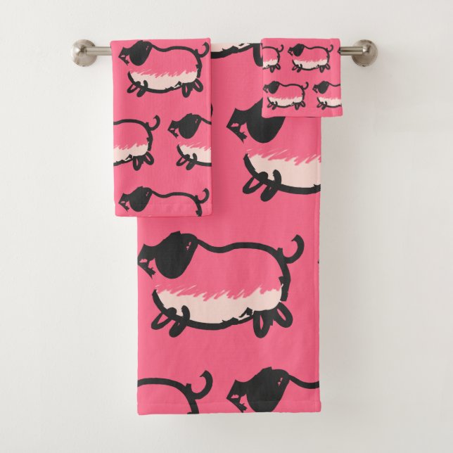 Humourous Pig Year Birthday Choose Colour 3 Bath T Bath Towel Set (Insitu)