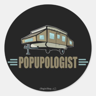 Humourous Pop Up Camper Classic Round Sticker