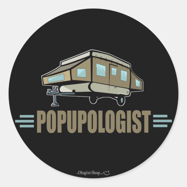 Humourous Pop Up Camper Classic Round Sticker (Front)