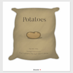Humourous Potato Storage Instructions Rustic Sack